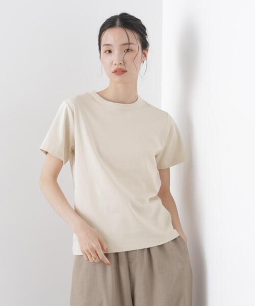NANO universe(ナノユニバース)の「Repur加工 スムースシルケットクルーネックTシャツ(Tシャツ/カットソー・レディース・ブラック/ベージュ/ホワイト・FREE)」の17枚目の写真