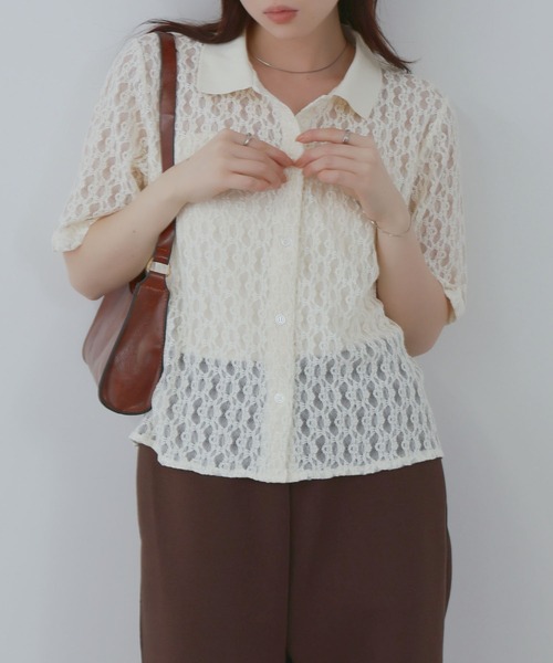 Mac-House(マックハウス)の「Free Nature 総レースミニTシャツ(シャツ/ブラウス・レディース・アイボリー/ブラック・M/L)」の19枚目の写真