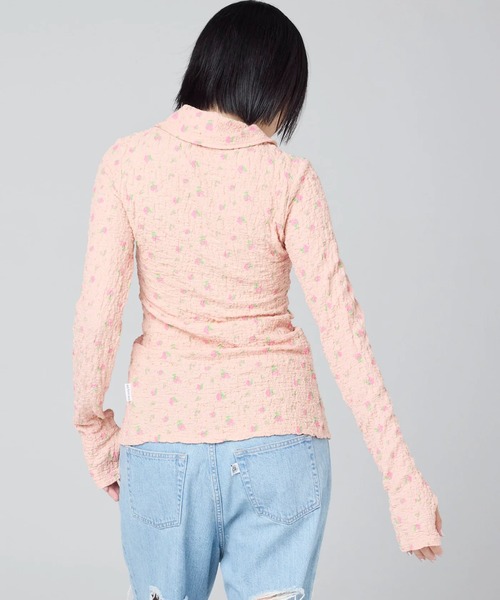 Little sunny bite(リトルサニーバイト)の「littlesunnybite/リトルサニーバイト/floral zip up cardigan(カーディガン/ボレロ・レディース・アイボリー/ピンク/オレンジ・M/S)」の8枚目の写真