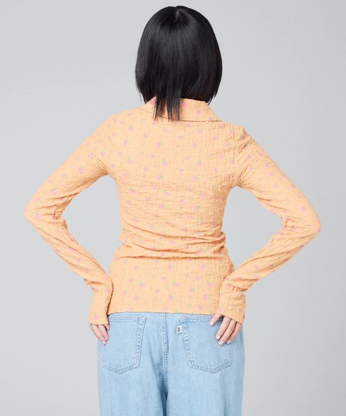 Little sunny bite(リトルサニーバイト)の「littlesunnybite/リトルサニーバイト/floral zip up cardigan(カーディガン/ボレロ・レディース・アイボリー/ピンク/オレンジ・M/S)」の10枚目の写真