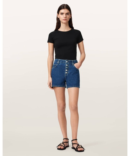 ALLSAINTS(オールセインツ)の「TAY MID RISE DENIM SHORTS | TAY ミッドライズ デニム ショーツ(デニムパンツ・レディース・ダークインディゴブルー・24/25/26/27)」の6枚目の写真