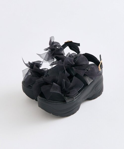 OLIVE des OLIVE(オリーブデオリーブ)の「【厚底9cm】メニーリボン厚底スポサン(サンダル・レディース・オフホワイト/ブラック・X-LARGE/SMALL/LARGE/MEDIUM)」の18枚目の写真