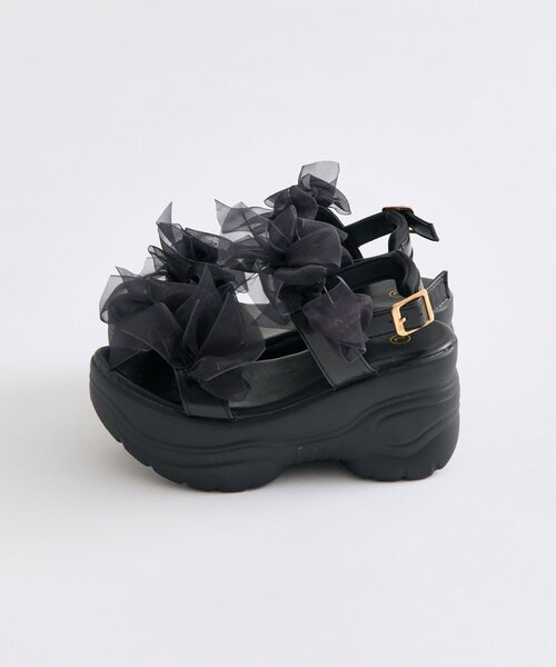 OLIVE des OLIVE(オリーブデオリーブ)の「【厚底9cm】メニーリボン厚底スポサン(サンダル・レディース・オフホワイト/ブラック・X-LARGE/SMALL/LARGE/MEDIUM)」の17枚目の写真