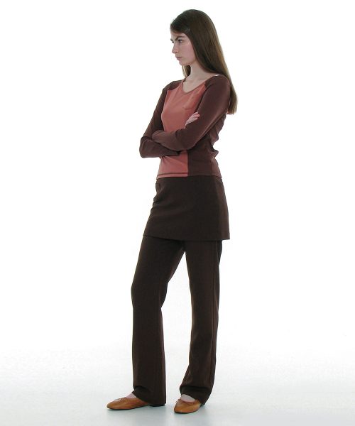 PARTIMENTO WOMEN（パルティメントウィメン）の「カットアウトVネックカラーブロックロングスリーブT_ブリック（Tシャツ/カットソー・レディース・その他・SMALL）」の3枚目の写真