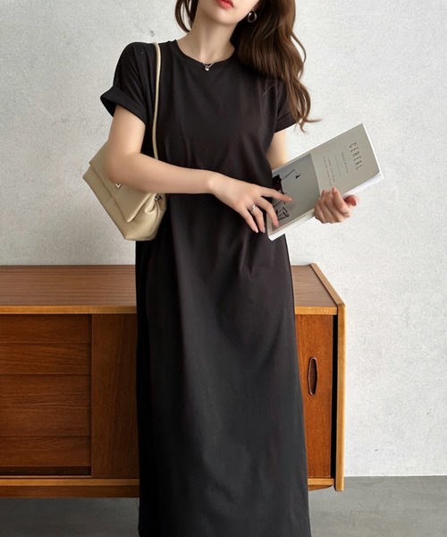 Eclat one(エクラワン)の「【Eclat one】 接触冷感 バックシャン Iライン カットワンピース ◎(ワンピース・レディース・チャコールグレー/ブラック/ブルー・FREE)」の5枚目の写真