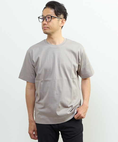 MEN'S MELROSE(メンズメルローズ)の「マーセライズドスムースTシャツ(Tシャツ/カットソー・メンズ・ホワイト/ミント/グレイッシュベージュ・2/3/4)」の2枚目の写真