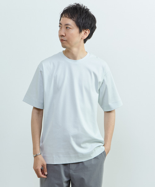 MEN'S MELROSE(メンズメルローズ)の「マーセライズドスムースTシャツ(Tシャツ/カットソー・メンズ・ホワイト/ミント・2/3)」の2枚目の写真