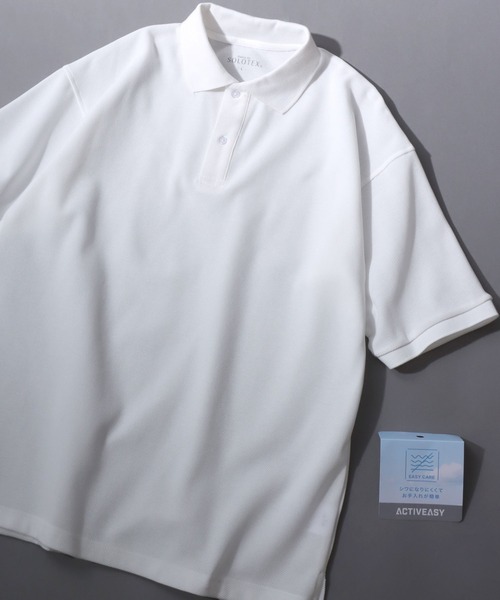 ANPAS(アンパス)の「SOLOTEX Easy-Care Pique Polo / SOLOTEX カノコポロシャツ 半袖 メンズ ビジカジ 鹿の子 オフィスカジュアル(ポロシャツ・メンズ・ブラック/ホワイト/チャコール/ネイビー・M/L/LL)」の1枚目の写真