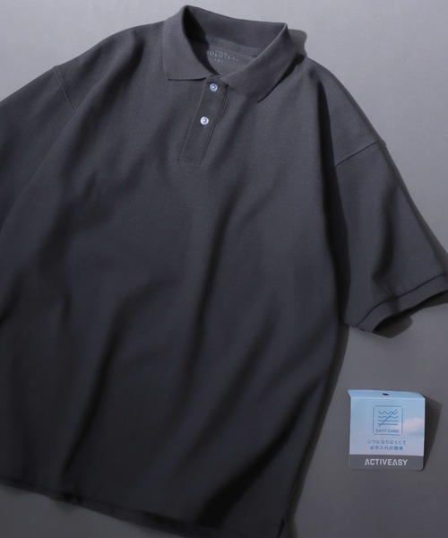 ANPAS(アンパス)の「SOLOTEX Easy-Care Pique Polo / SOLOTEX カノコポロシャツ 半袖 メンズ ビジカジ 鹿の子 オフィスカジュアル(ポロシャツ・メンズ・ブラック/ホワイト/チャコール/ネイビー・M/L/LL)」の3枚目の写真