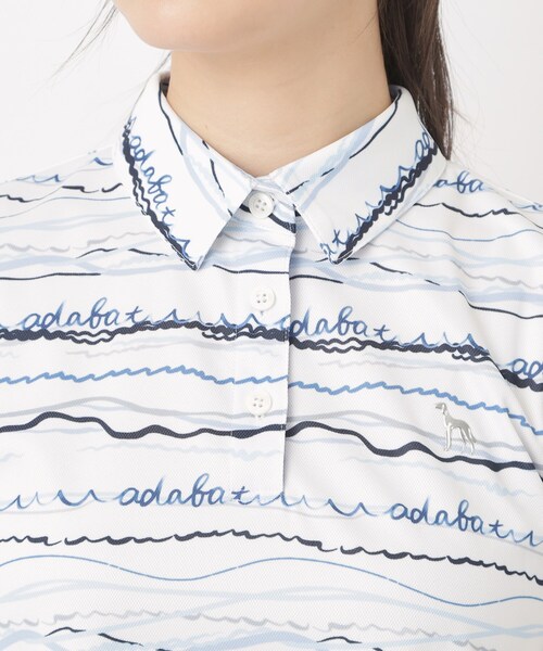 adabat(アダバット)の「吸水速乾/UVカット/エコ クールコアウエイブボーダーポロシャツ(ポロシャツ・レディース・ピンク系/サックスブルー系/ブラック系・38/40/42)」の20枚目の写真
