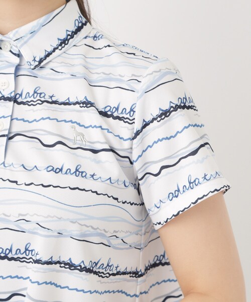 adabat(アダバット)の「吸水速乾/UVカット/エコ クールコアウエイブボーダーポロシャツ(ポロシャツ・レディース・ピンク系/サックスブルー系/ブラック系・38/40/42)」の22枚目の写真