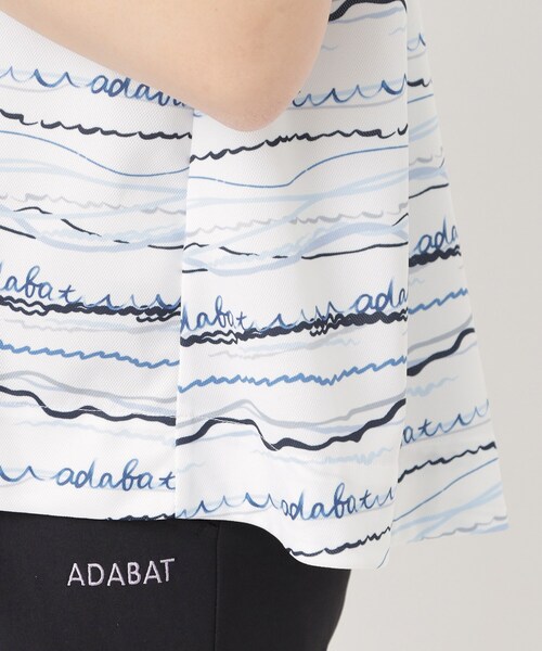 adabat(アダバット)の「吸水速乾/UVカット/エコ クールコアウエイブボーダーポロシャツ(ポロシャツ・レディース・ピンク系/サックスブルー系/ブラック系・38/40/42)」の7枚目の写真