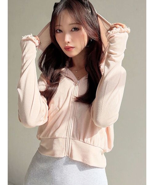 RESEXXY（リゼクシー）の「【UVカット】ベーシックパーカー（パーカー・レディース・ピンク/ホワイト・FREE）」の2枚目の写真