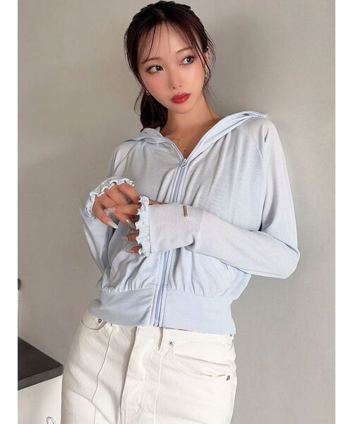 RESEXXY（リゼクシー）の「【UVカット】ベーシックパーカー（パーカー・レディース・ピンク/ホワイト・FREE）」の5枚目の写真