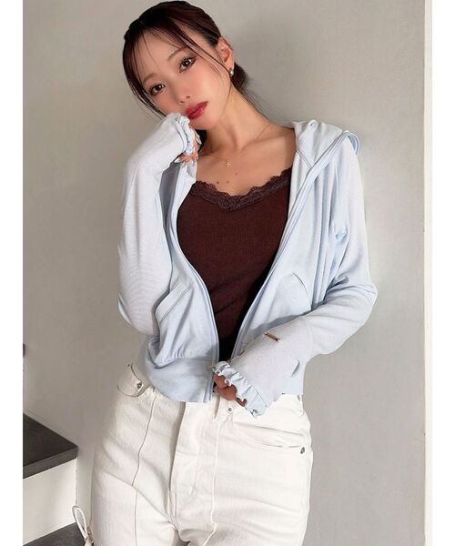 RESEXXY（リゼクシー）の「【UVカット】ベーシックパーカー（パーカー・レディース・ピンク/ホワイト・FREE）」の6枚目の写真