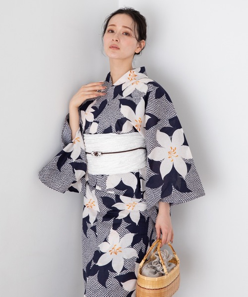 ゆかた館グレース（ユカタカングレース）の「こだわりセパレート浴衣５点セット（浴衣・レディース・ネイビー系1/ネイビー系2/ブルーグレー/ブルー系3/ブルー系1/ブルー系2/ネイビー系3/ベージュ系・FREE）」の4枚目の写真