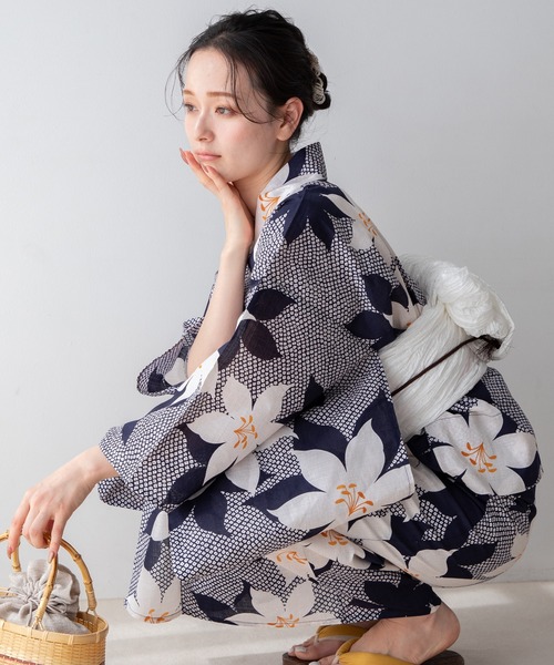 ゆかた館グレース（ユカタカングレース）の「こだわりセパレート浴衣５点セット（浴衣・レディース・ネイビー系1/ネイビー系2/ブルーグレー/ブルー系3/ブルー系1/ブルー系2/ネイビー系3/ベージュ系・FREE）」の14枚目の写真