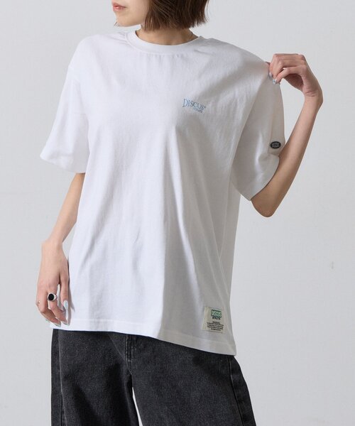 goocy（グーシー）の「【DISCUS】グラフィック半袖T（Tシャツ/カットソー・レディース・ネイビー/オレンジ/ホワイト・FREE）」の4枚目の写真
