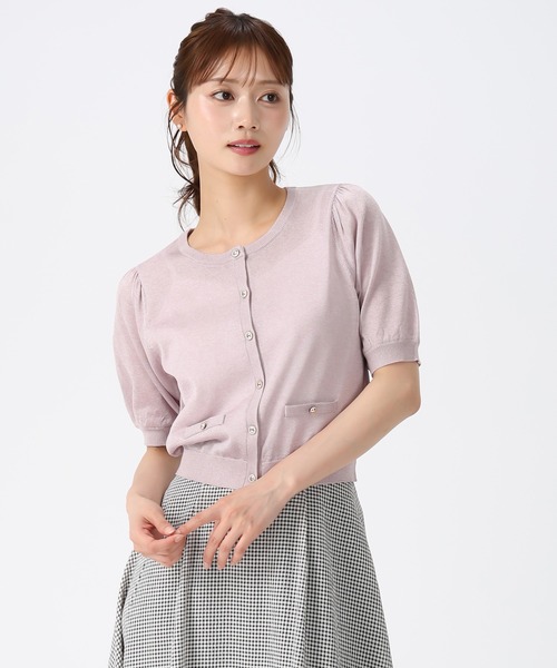 MISCH MASCH(ミッシュマッシュ)の「2026春夏新作 ラメシアー5分袖カーディガン(カーディガン/ボレロ・レディース・イエロー/ピンク/ホワイト/ブラック/ブルー・フリ-)」の5枚目の写真