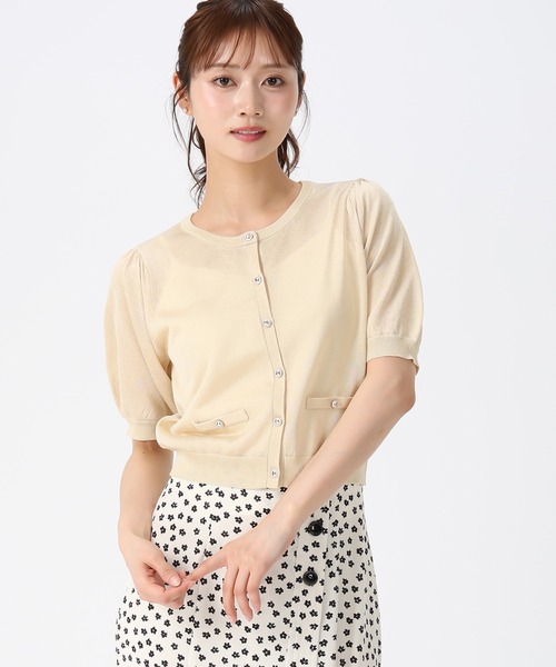 MISCH MASCH(ミッシュマッシュ)の「2026春夏新作 ラメシアー5分袖カーディガン(カーディガン/ボレロ・レディース・イエロー/ピンク/ホワイト/ブラック/ブルー・フリ-)」の4枚目の写真