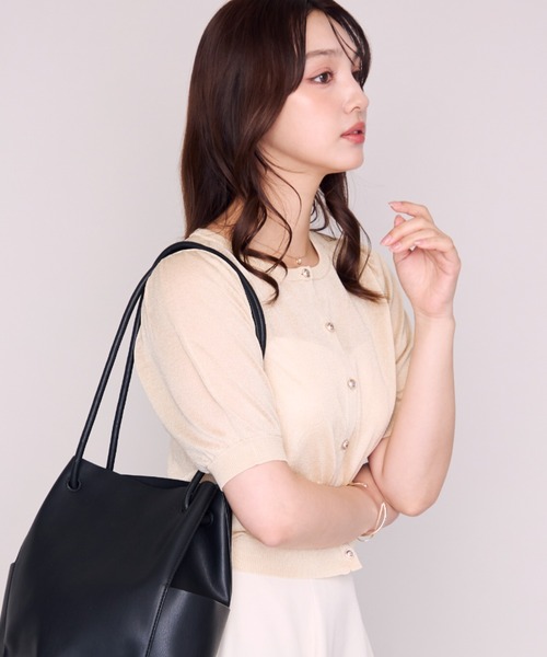 MISCH MASCH(ミッシュマッシュ)の「2026春夏新作 ラメシアー5分袖カーディガン(カーディガン/ボレロ・レディース・イエロー/ピンク/ホワイト/ブラック/ブルー・フリ-)」の14枚目の写真