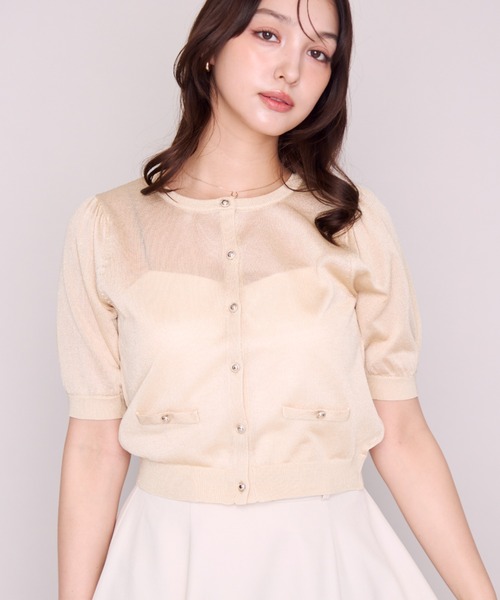 MISCH MASCH(ミッシュマッシュ)の「2026春夏新作 ラメシアー5分袖カーディガン(カーディガン/ボレロ・レディース・イエロー/ピンク/ホワイト/ブラック/ブルー・フリ-)」の11枚目の写真