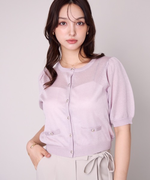 MISCH MASCH(ミッシュマッシュ)の「2026春夏新作 ラメシアー5分袖カーディガン(カーディガン/ボレロ・レディース・イエロー/ピンク/ホワイト/ブラック/ブルー・フリ-)」の8枚目の写真
