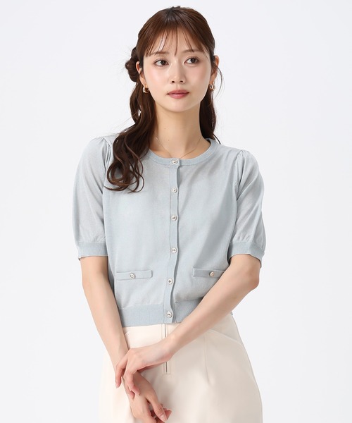 MISCH MASCH(ミッシュマッシュ)の「2026春夏新作 ラメシアー5分袖カーディガン(カーディガン/ボレロ・レディース・イエロー/ピンク/ホワイト/ブラック/ブルー・フリ-)」の16枚目の写真