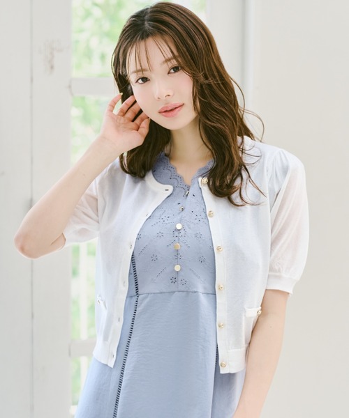 MISCH MASCH(ミッシュマッシュ)の「2026春夏新作 ラメシアー5分袖カーディガン(カーディガン/ボレロ・レディース・イエロー/ピンク/ホワイト/ブラック/ブルー・フリ-)」の10枚目の写真