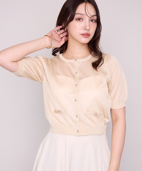 MISCH MASCH(ミッシュマッシュ)の「2026春夏新作 ラメシアー5分袖カーディガン(カーディガン/ボレロ・レディース・イエロー/ピンク/ホワイト/ブラック/ブルー・フリ-)」の12枚目の写真