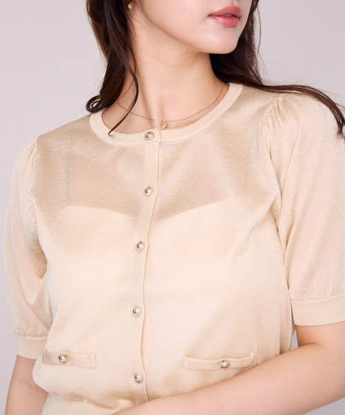 MISCH MASCH(ミッシュマッシュ)の「2026春夏新作 ラメシアー5分袖カーディガン(カーディガン/ボレロ・レディース・イエロー/ピンク/ホワイト/ブラック/ブルー・フリ-)」の18枚目の写真