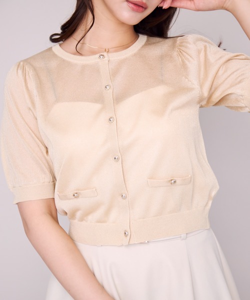MISCH MASCH(ミッシュマッシュ)の「2026春夏新作 ラメシアー5分袖カーディガン(カーディガン/ボレロ・レディース・イエロー/ピンク/ホワイト/ブラック/ブルー・フリ-)」の19枚目の写真