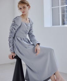 Cup-in back open gather dress/カップインバックオープンギャザードレス