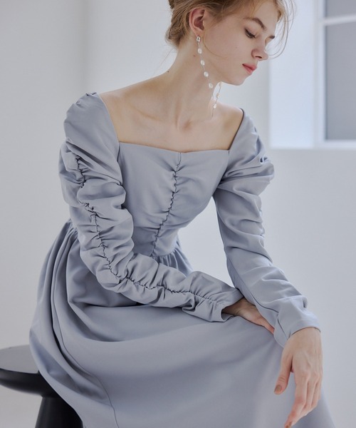 ORGUE(オルグ)の「Cup-in back open gather dress/カップインバックオープンギャザードレス(ドレス・レディース・ブラック/ブルー系その他・FREE)」の13枚目の写真