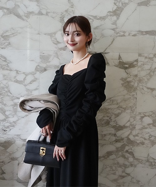 ORGUE(オルグ)の「Cup-in back open gather dress/カップインバックオープンギャザードレス(ドレス・レディース・ブラック/ブルー系その他・FREE)」の6枚目の写真