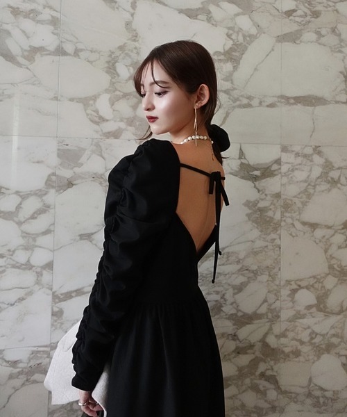 ORGUE(オルグ)の「Cup-in back open gather dress/カップインバックオープンギャザードレス(ドレス・レディース・ブラック/ブルー系その他・FREE)」の9枚目の写真