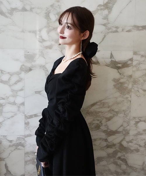 ORGUE(オルグ)の「Cup-in back open gather dress/カップインバックオープンギャザードレス(ドレス・レディース・ブラック/ブルー系その他・FREE)」の7枚目の写真