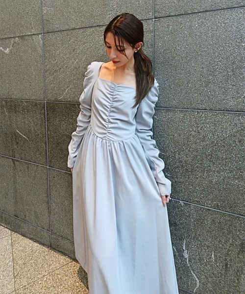 ORGUE(オルグ)の「Cup-in back open gather dress/カップインバックオープンギャザードレス(ドレス・レディース・ブラック/ブルー系その他・FREE)」の11枚目の写真