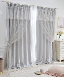 COCOPLATZ interior（ココプラッツインテリア）の「１級遮光カーテン（遮熱・形態安定）幅100×長さ210cm×2枚｜フリルチュールレース重ね【フルーエ/大人可愛い】|（インテリア雑貨）」