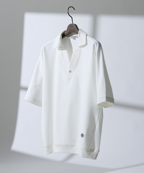 DESIGNWORKS（デザインワークス）の「【接触冷感 / COVEROSS(R) 】スキッパーポロシャツ / セットアップ対応（ポロシャツ・メンズ・ブラック/ホワイト・46/50/48）」の12枚目の写真
