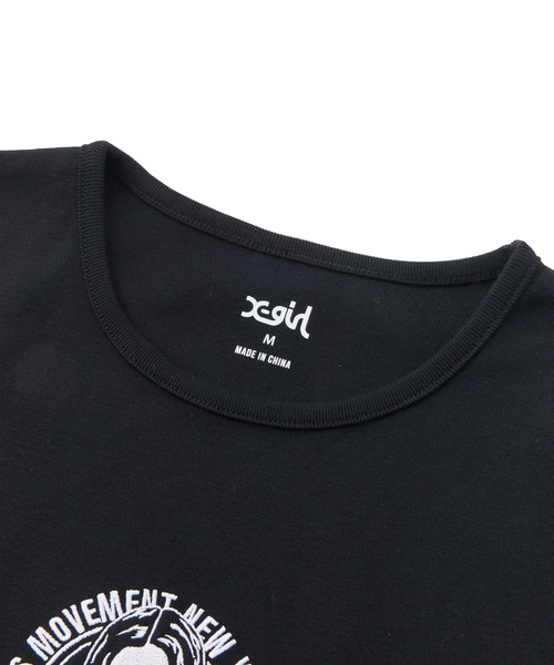 X-girl(エックスガール)の「FACE AND LOGO PATCH S/S BABY TEE(Tシャツ/カットソー・レディース・ホワイト/ブラック/ピンク・S/M)」の8枚目の写真