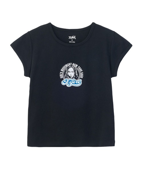 X-girl(エックスガール)の「FACE AND LOGO PATCH S/S BABY TEE(Tシャツ/カットソー・レディース・ホワイト/ブラック/ピンク・S/M)」の6枚目の写真