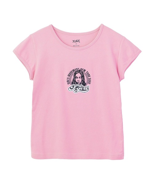 X-girl（エックスガール）の「FACE AND LOGO PATCH S/S BABY TEE（Tシャツ/カットソー・レディース・ホワイト/ブラック/ピンク・S/M）」の16枚目の写真
