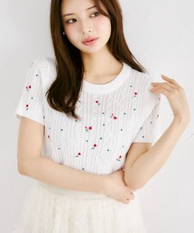 【ZOZO限定】小鳥フラワーエンブロイダリーサマーニットトップス