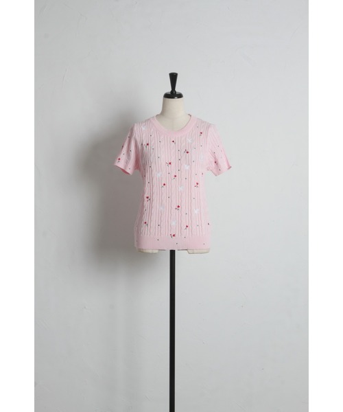 tocco closet(トッコ クローゼット)の「【ZOZO限定】小鳥フラワーエンブロイダリーサマーニットトップス(ニット/セーター・レディース・ピンク/ホワイト・M)」の16枚目の写真
