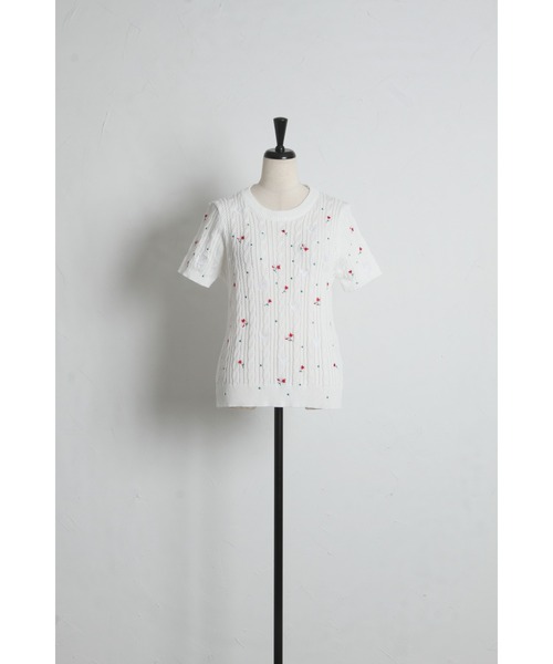 tocco closet(トッコ クローゼット)の「【ZOZO限定】小鳥フラワーエンブロイダリーサマーニットトップス(ニット/セーター・レディース・ピンク/ホワイト・M)」の17枚目の写真