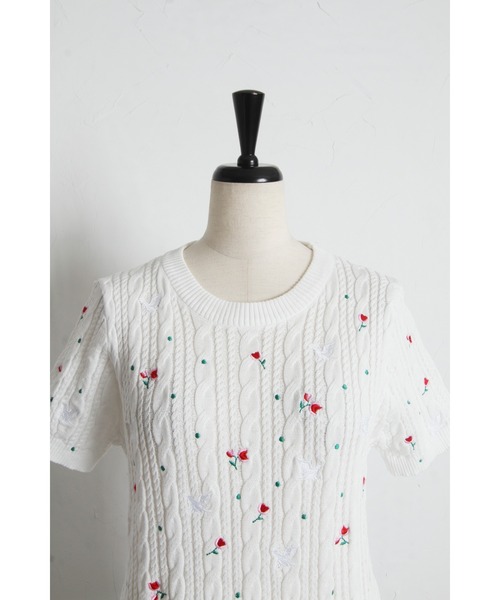 tocco closet(トッコ クローゼット)の「【ZOZO限定】小鳥フラワーエンブロイダリーサマーニットトップス(ニット/セーター・レディース・ピンク/ホワイト・M)」の20枚目の写真
