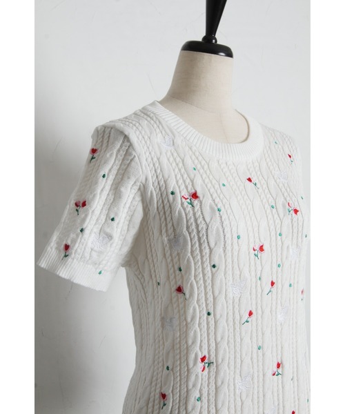 tocco closet(トッコ クローゼット)の「【ZOZO限定】小鳥フラワーエンブロイダリーサマーニットトップス(ニット/セーター・レディース・ピンク/ホワイト・M)」の21枚目の写真