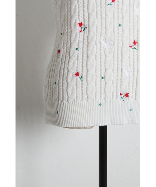 tocco closet(トッコ クローゼット)の「【ZOZO限定】小鳥フラワーエンブロイダリーサマーニットトップス(ニット/セーター・レディース・ピンク/ホワイト・M)」の22枚目の写真