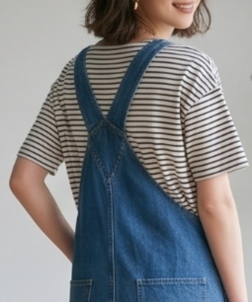 MULEXS(ミューレクス)の「【接触冷感】細ボーダー ボートネック 半袖Tシャツ カットソー 綿モダール(Tシャツ/カットソー・レディース・アイボリー/ライトグレー/オフホワイト・L/M)」の17枚目の写真